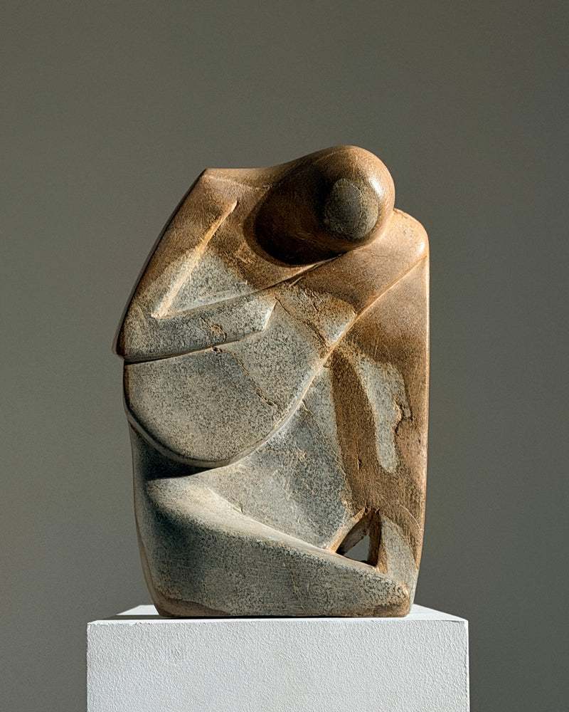 "The Mandolin Player" abstract stone sculpture, France, 1950s.  by Figuresdesign | The Oblist