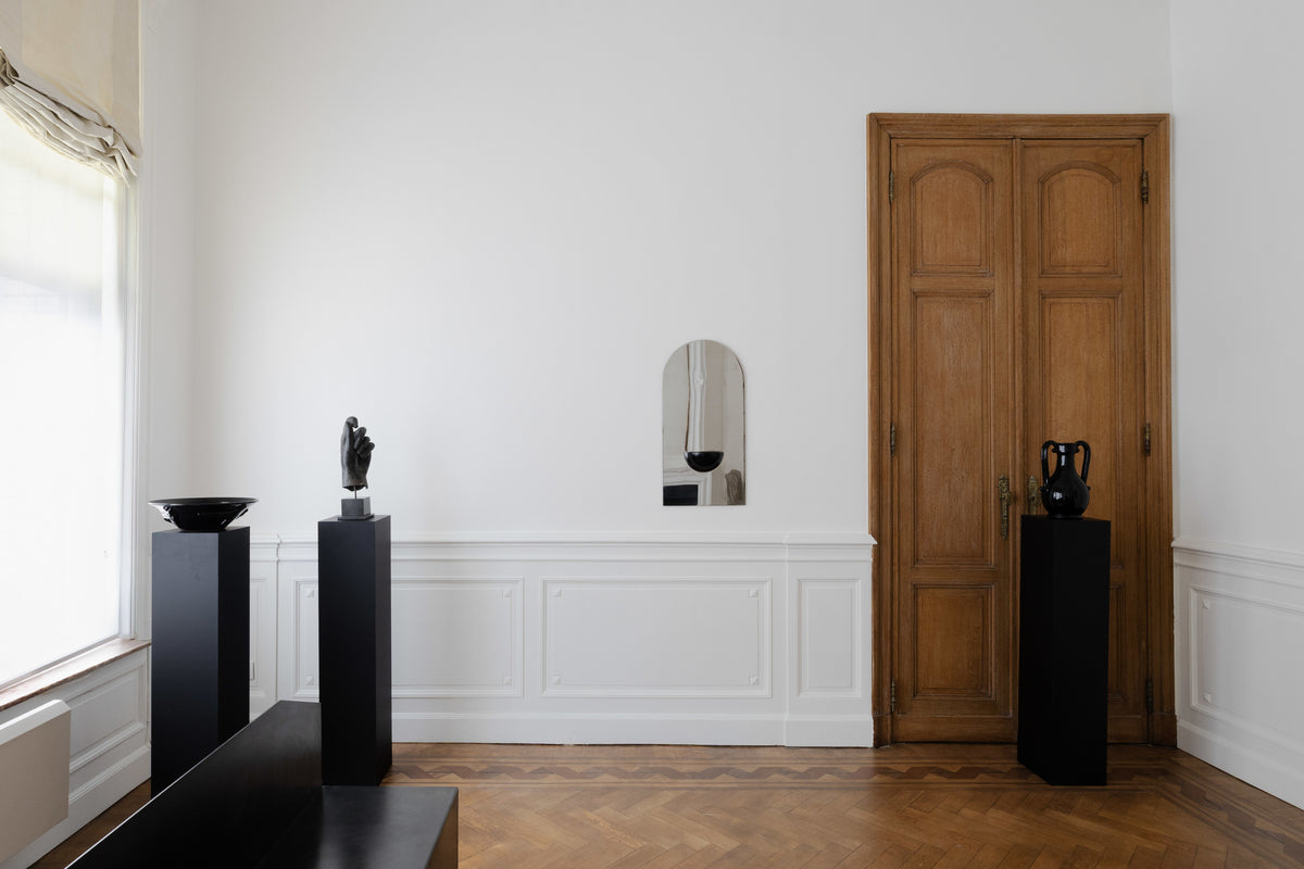 The Mirror of Simple Souls (Medium) - Contemporary Mirror in Steel — side angle