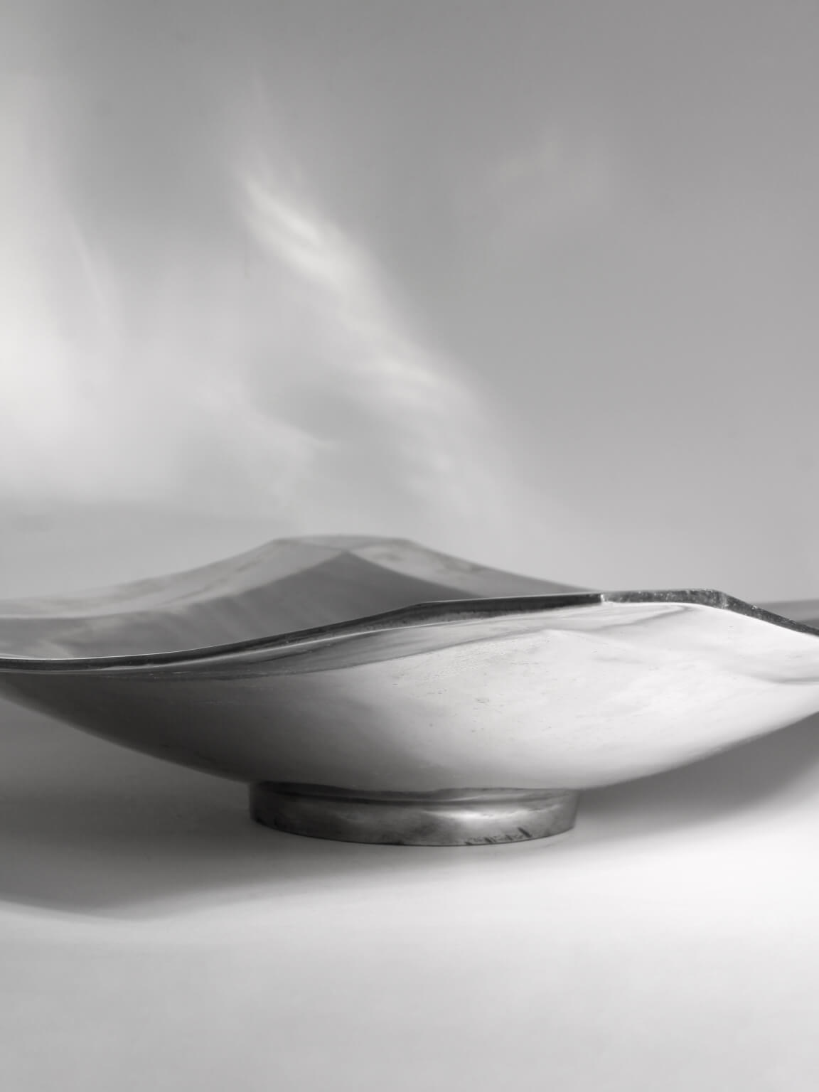 Polished Aluminum Contemporary Square Large Bowl — detail view