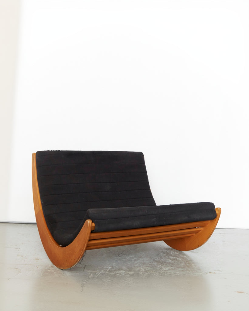 Tandem Relaxer 2for2 Rocking Chair by Verner Panton for Rosenthal | The Oblist — wooden frame, black upholstery