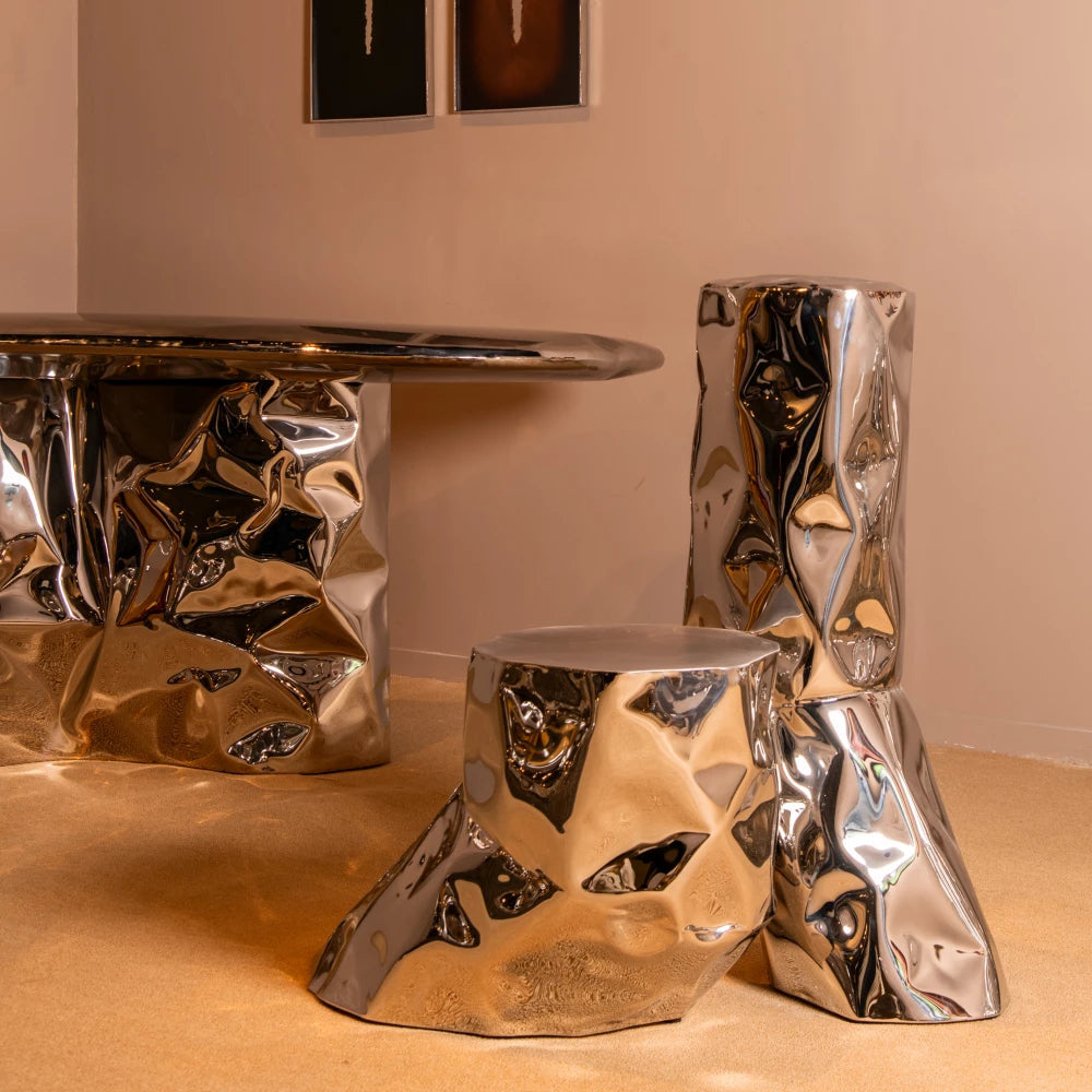 Stainless Steel Chair - Tronco Series by Nitush Aroosh — lifestyle setting