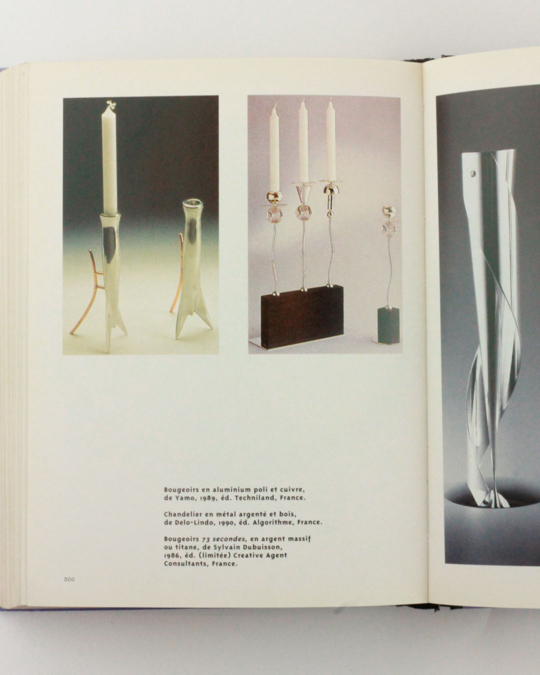 Objets Affectifs: Le Nouveau Design de la Table' Book — side view of pages showing modern candle holders