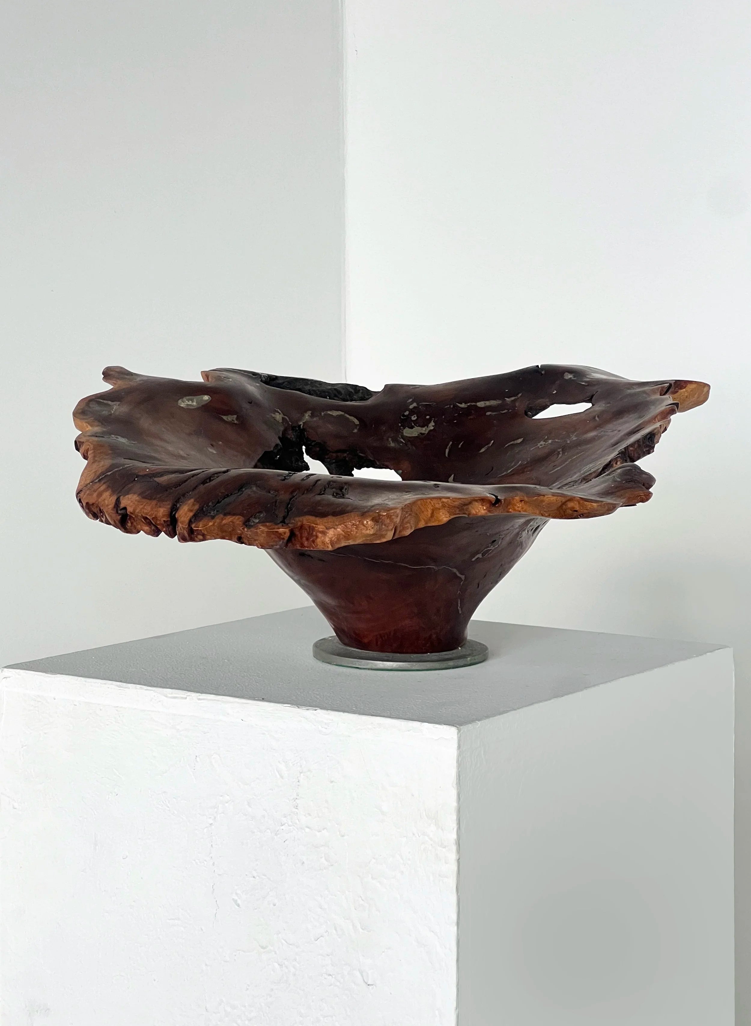 Australian Burl & Pewter bowl — close-up