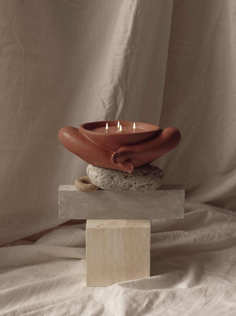Contemporary Sculptural Candle in Resin and Stone – Tobacco by Marcela Cure | The Oblist — handcrafted terracotta and stone