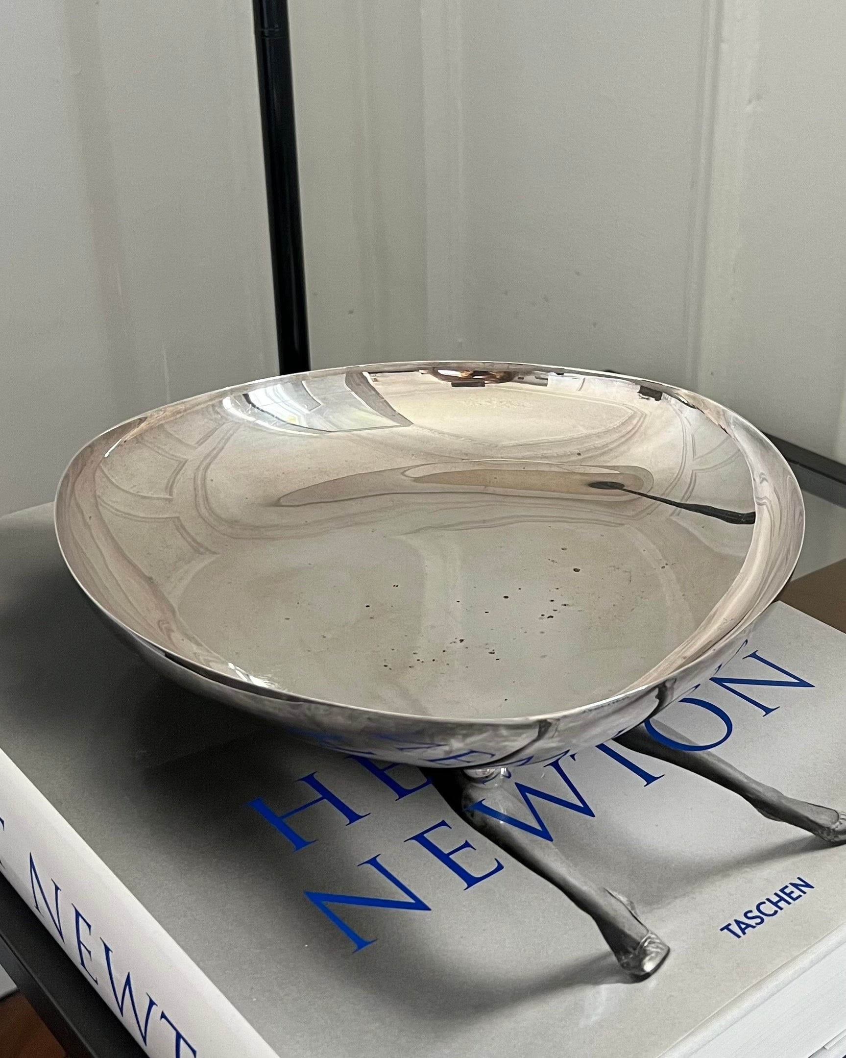 Footed Vintage Dish in Silver — detail view