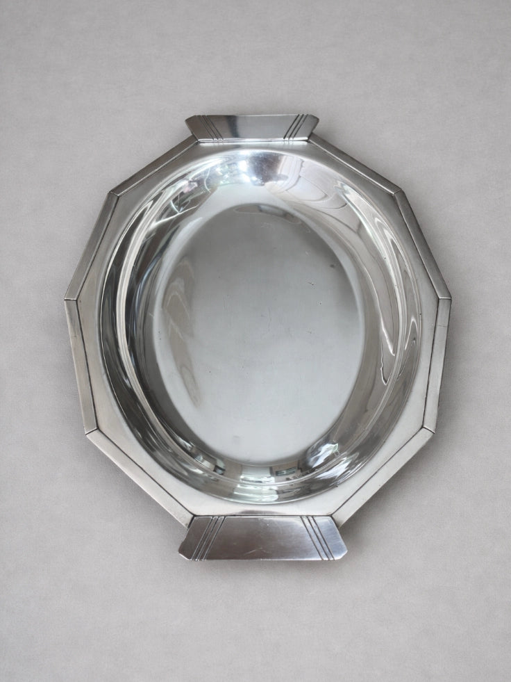 1930s Art Deco Orfèvre Silver-Plated Octagonal Serving Platter — lifestyle setting