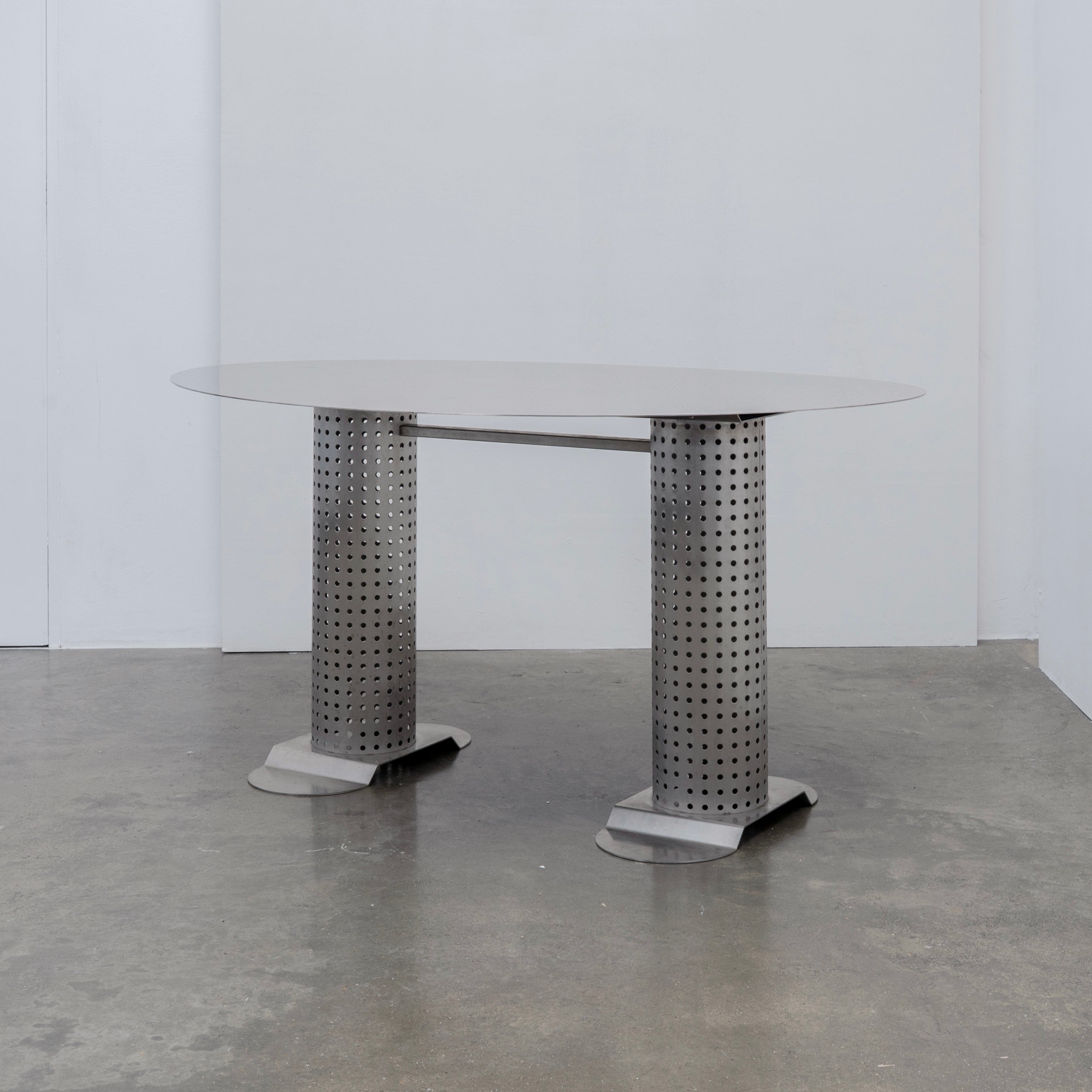 Postmodern Stainless Steel Dining Table, c.1980