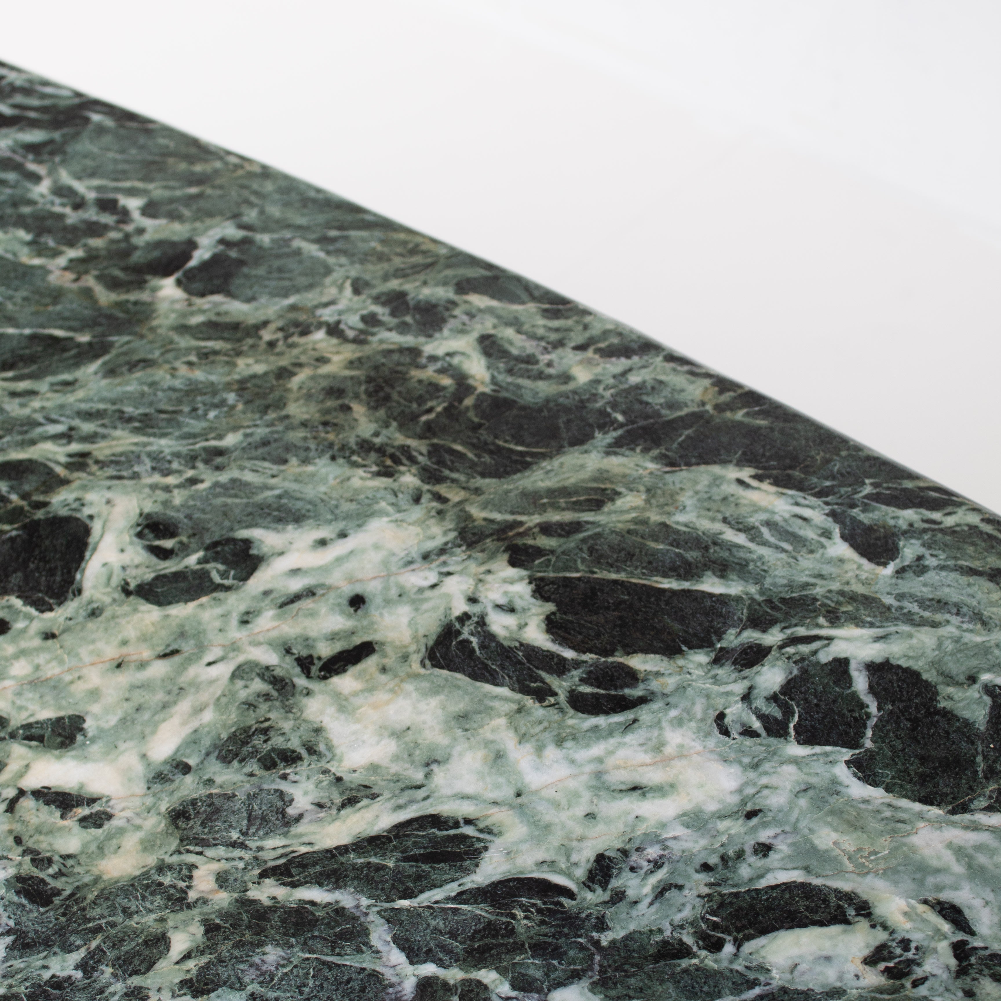 Mid Century Italian Side Table/Console with Green Marble Top — close-up