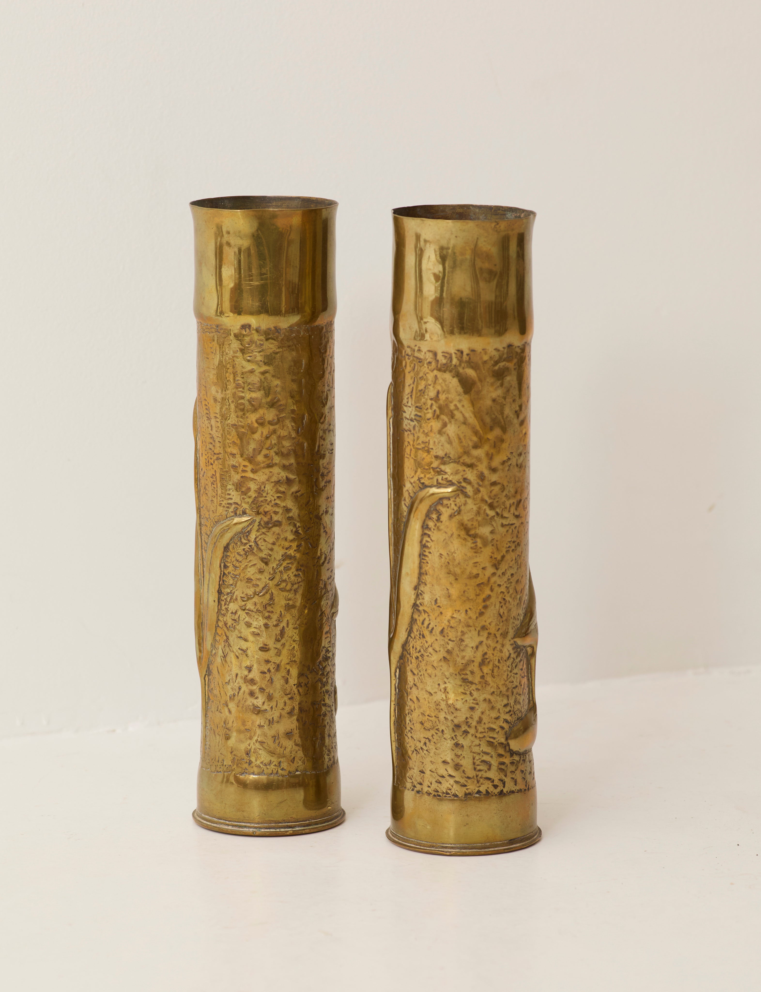 Set of 2 Vintage Vases in Metal Brass
