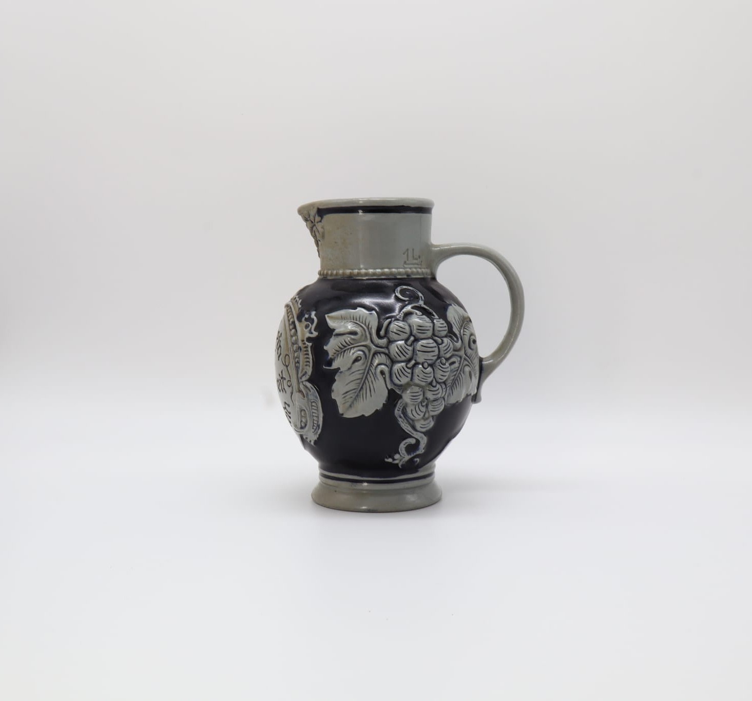 Mid-Century Westerwald Salt-Glazed Wine Jug – Germany (1950s-1970s) — side angle
