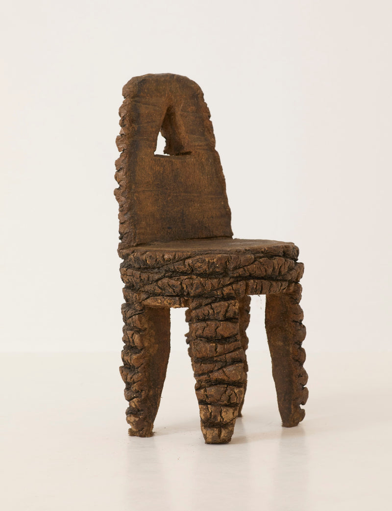 Small Artisanal Brutalist Chair in Solid Palm Tree C. 1970 by DIG IN JAPAN | The Oblist — handcrafted dark wood design