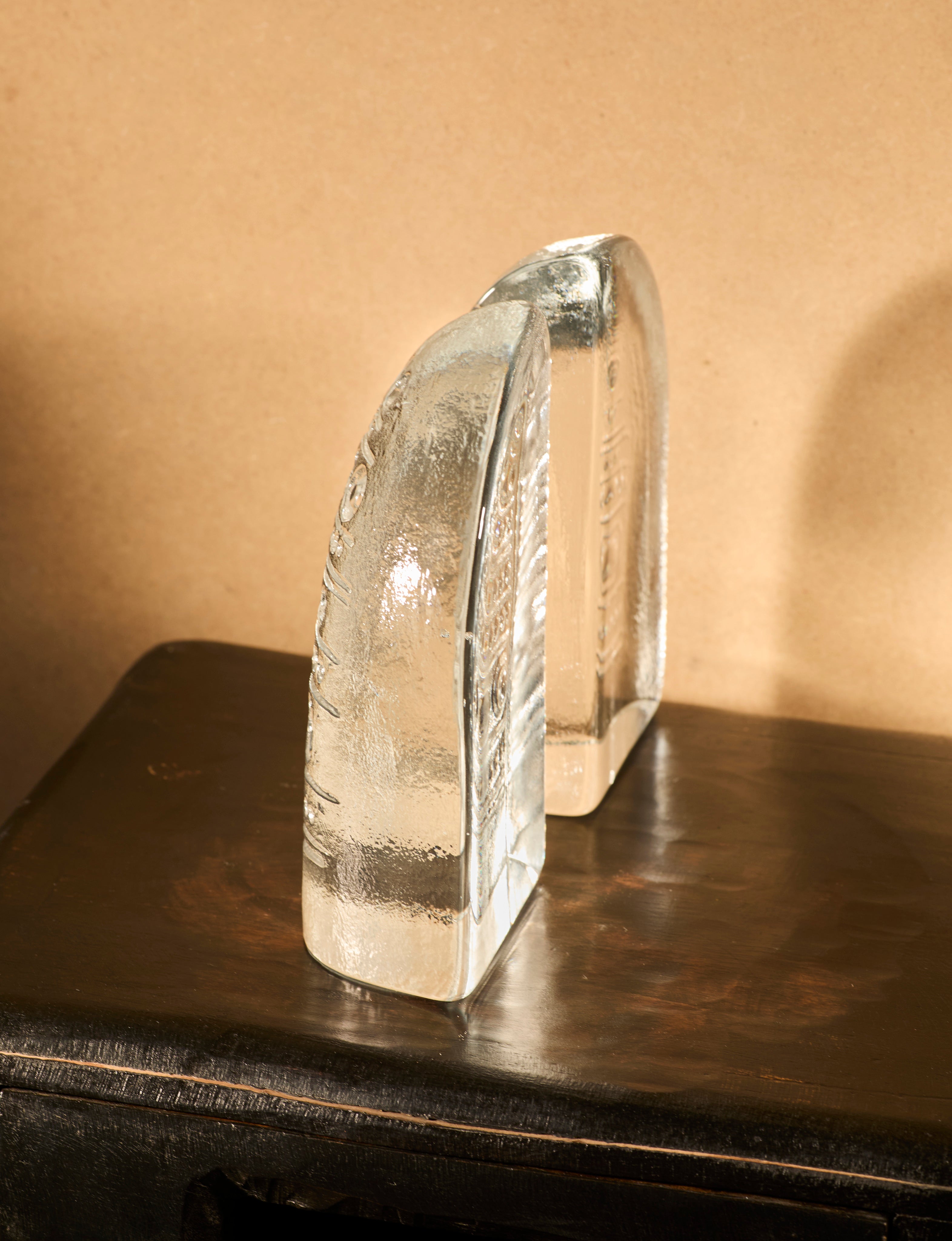 Vintage Bookends in Glass - Vintage Clear Collection — close-up of clear glass texture