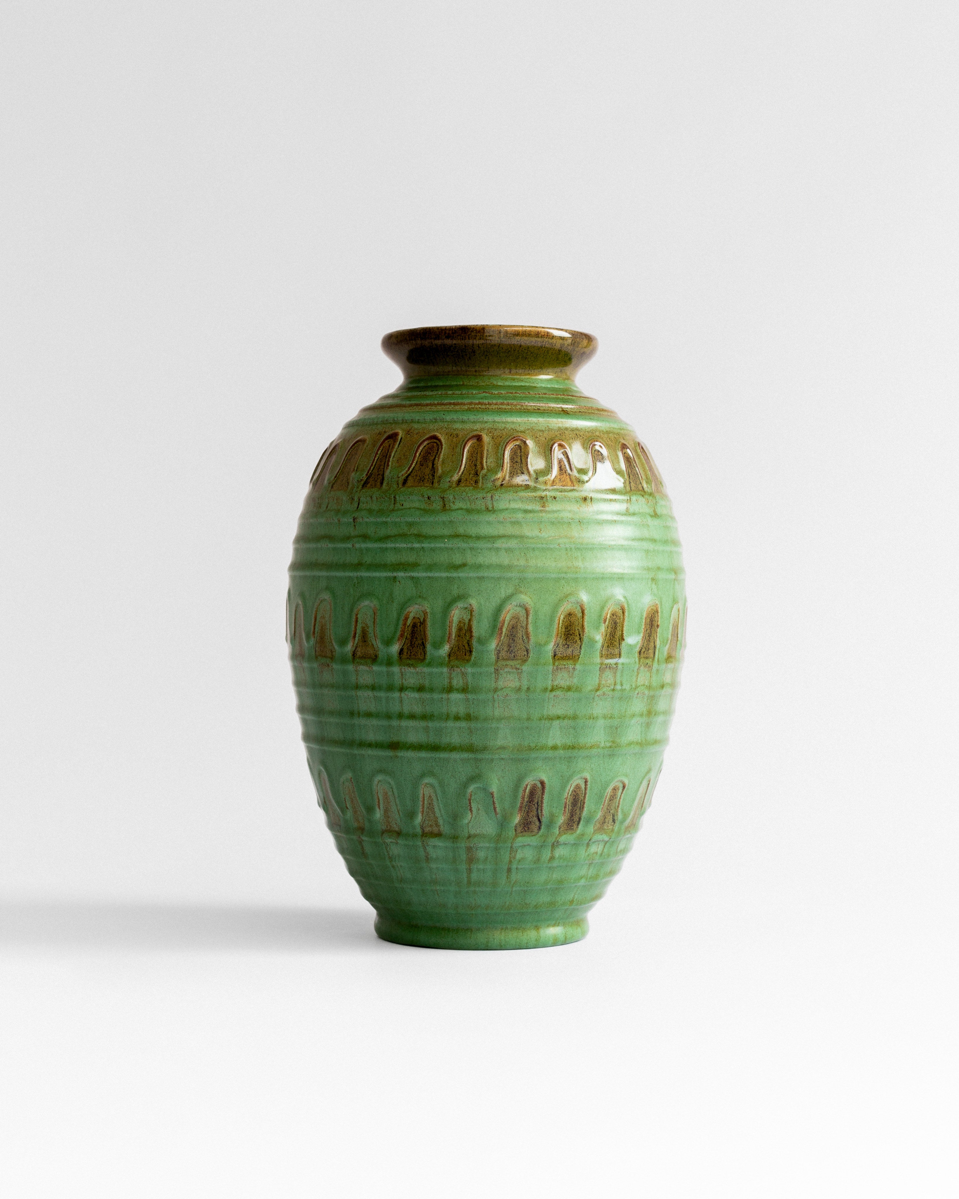 Green Glazed Relief Vase by Erik Mornils, 1930s-40s by Spigel | The Oblist