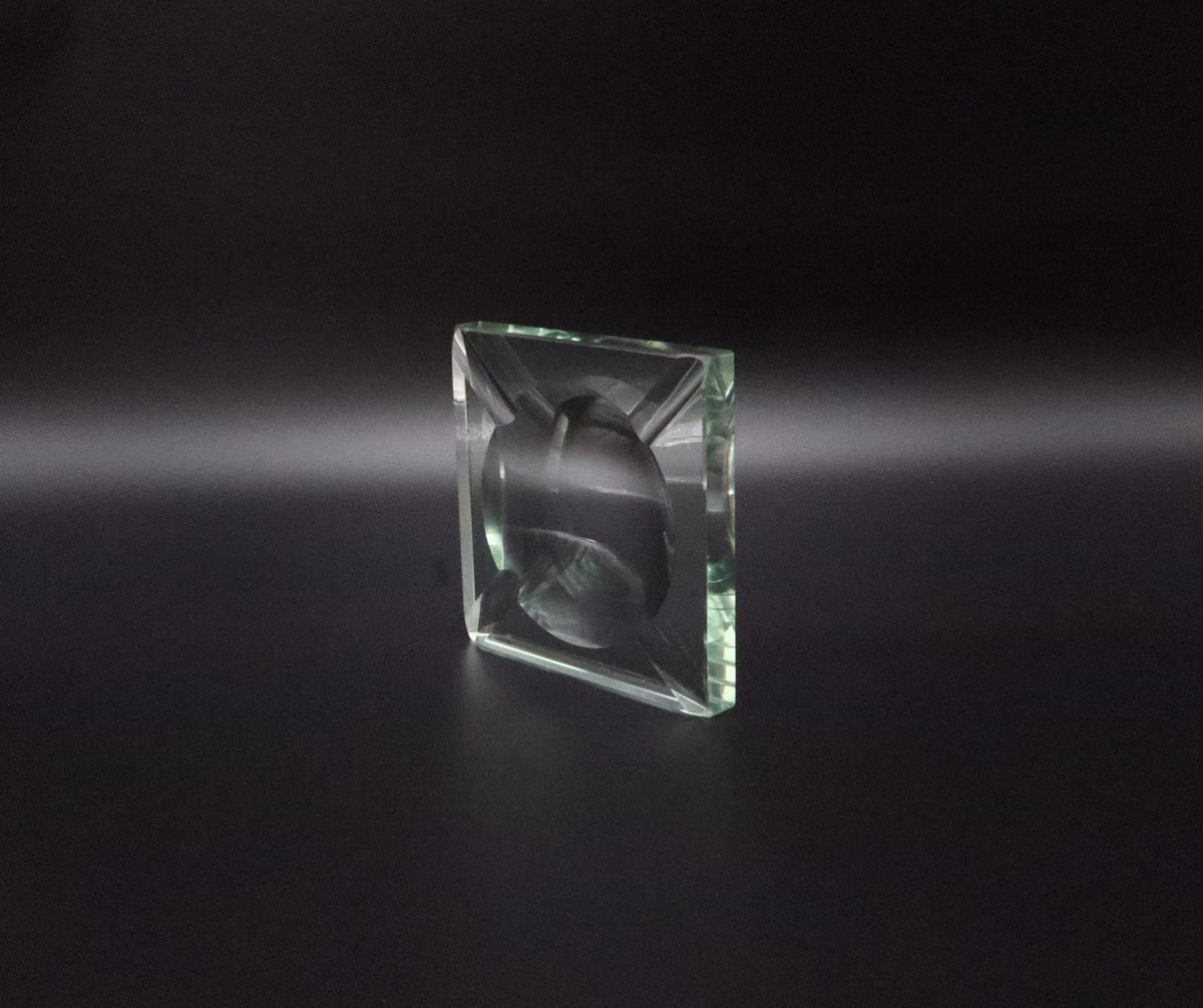 Fontana Arte Mid-Century Crystal 'Diamond' Ashtray – Italy, 1950s — side angle