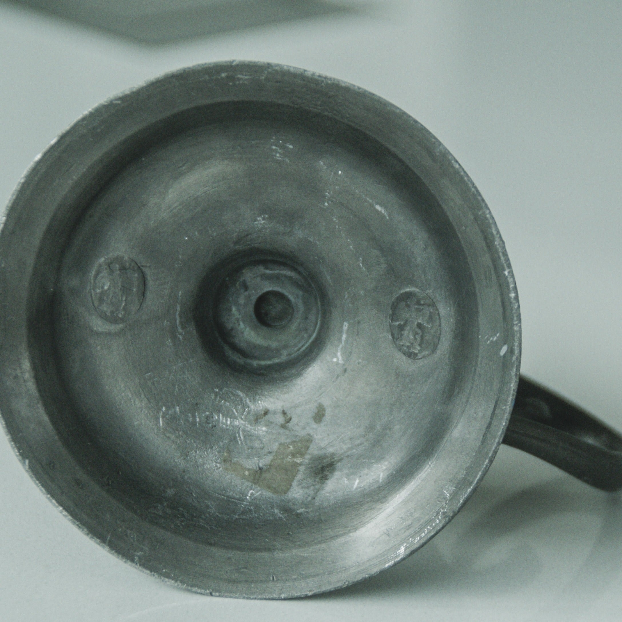 Pewter Candlestick — close-up
