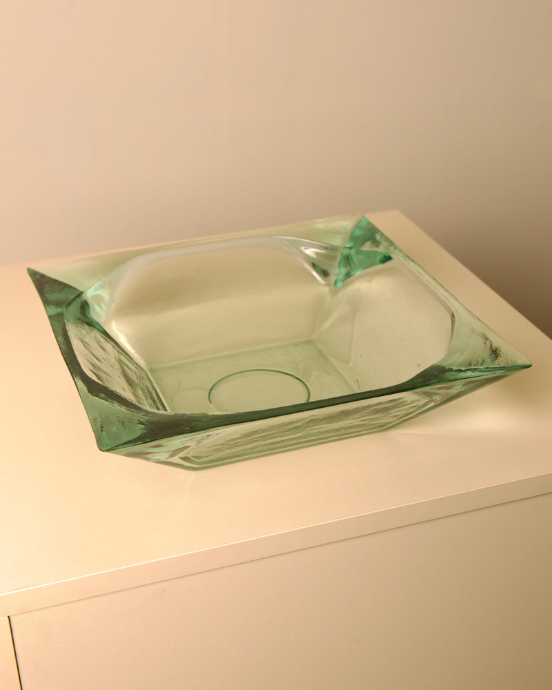 Large Italian glass basket by Fontana Arte, 1960s by Treaptyque | The Oblist