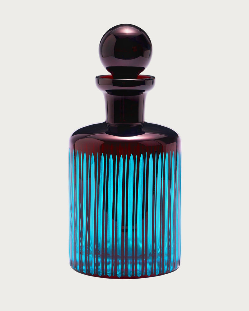 Prism Decanter - Bordeaux by Lobjet | The Oblist — glass, red and blue stripes