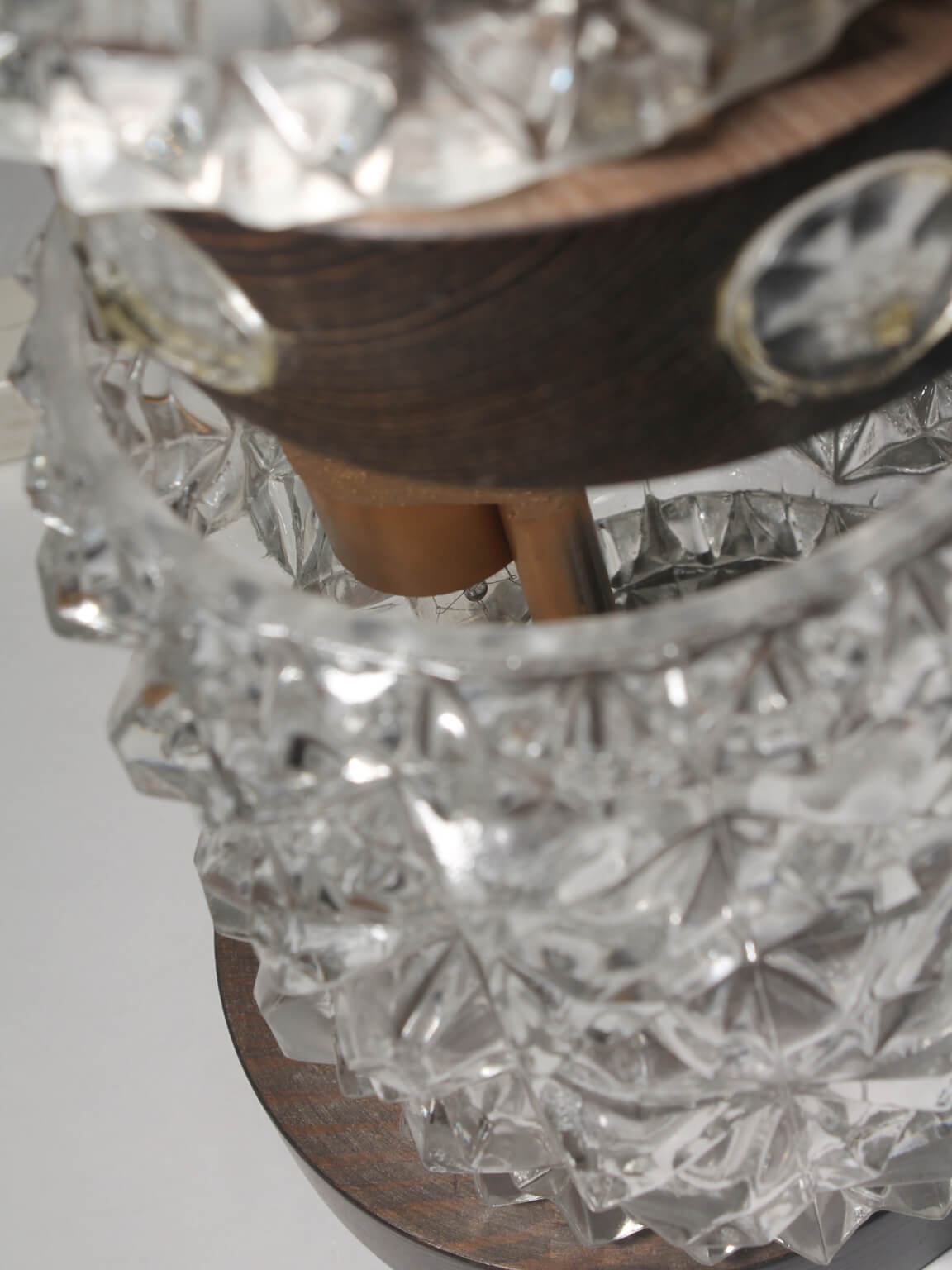 Mid-Century Textured Glass And Wooden Table Lamp, Denmark, 1960s — alternate view