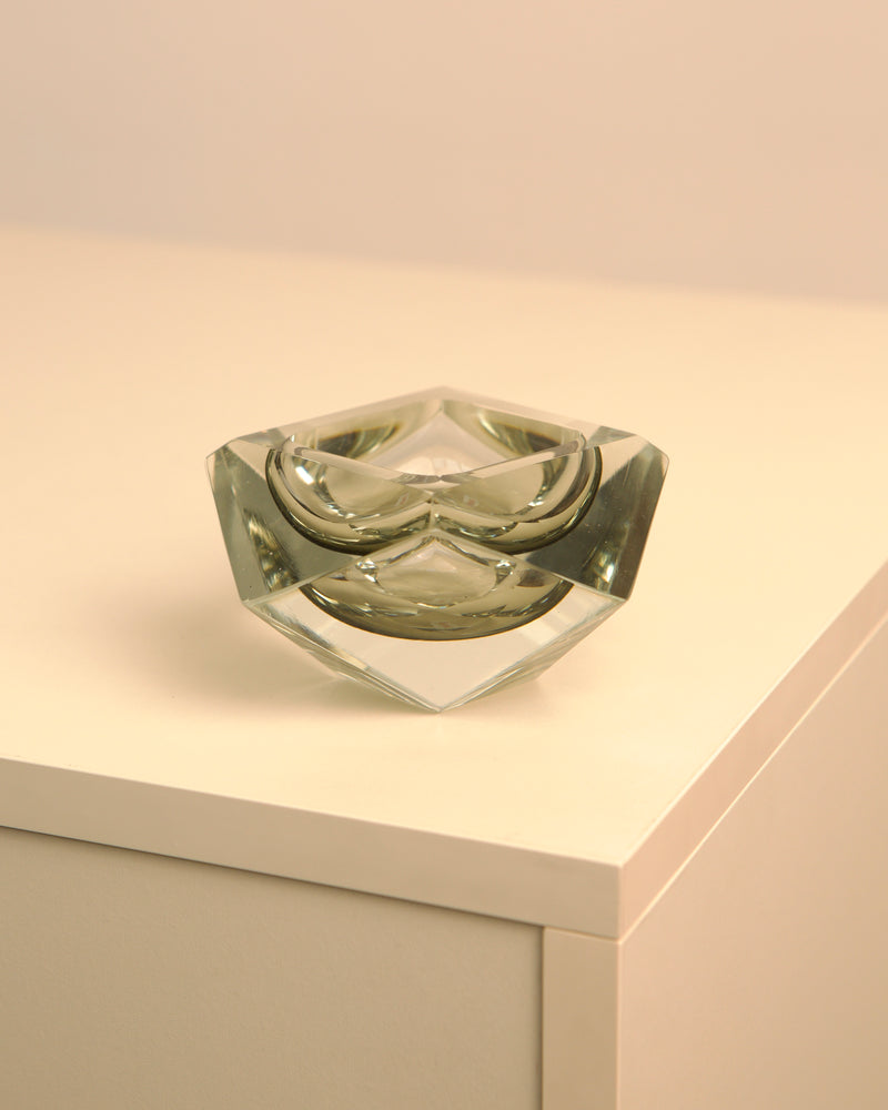 Green Murano glass vide-poche bowl by Flavio Poli for Seguso