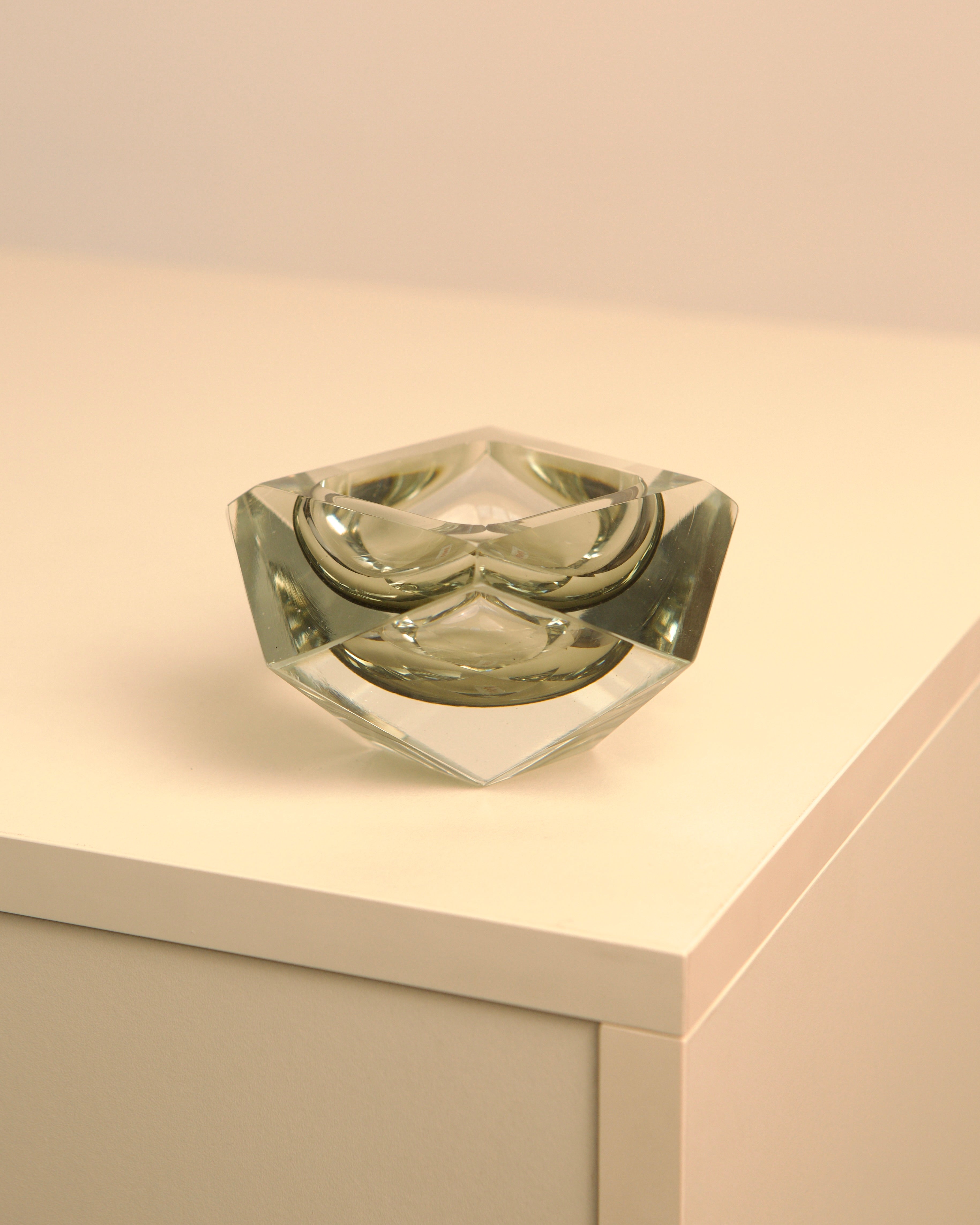 Green Murano glass vide-poche bowl by Flavio Poli for Seguso