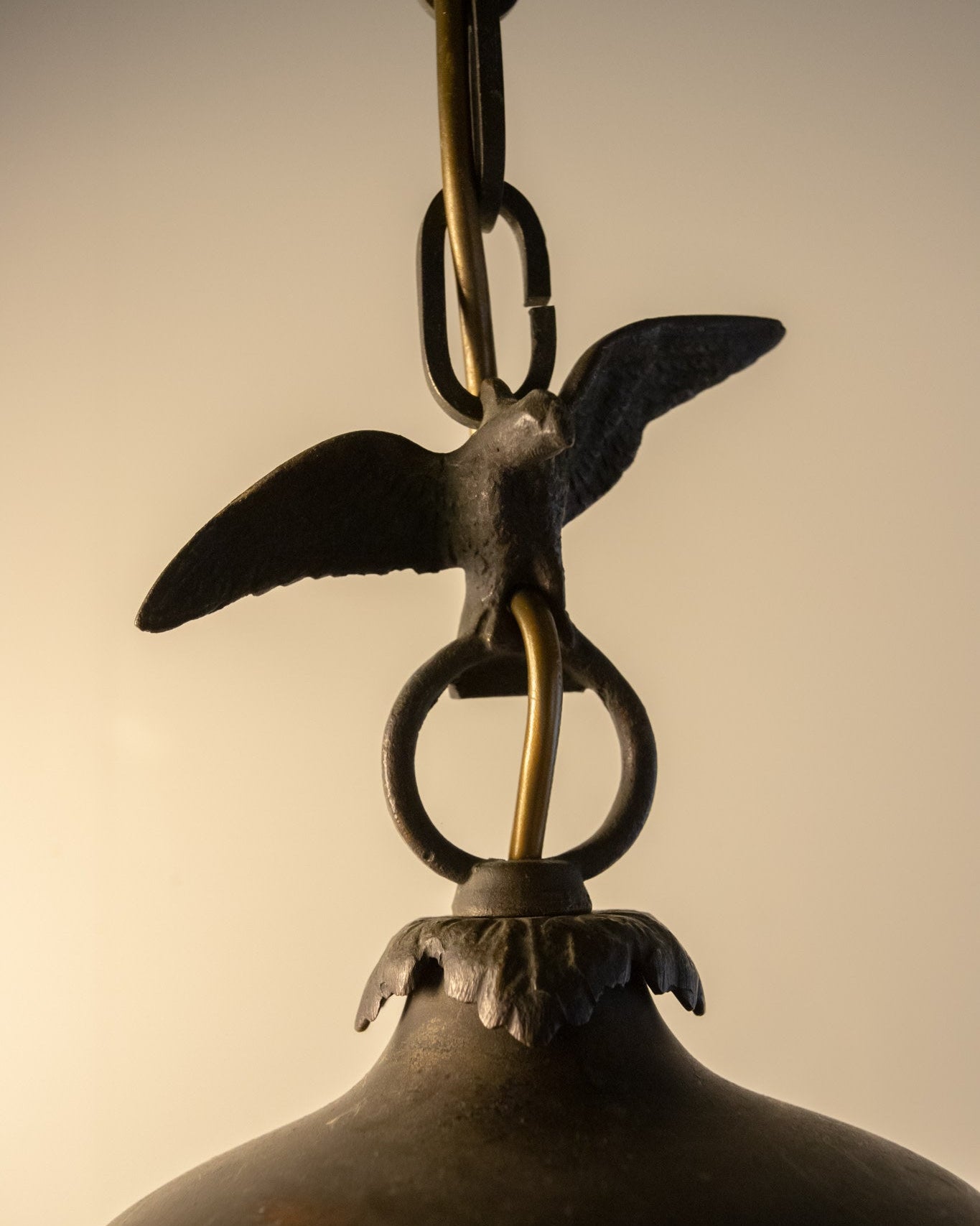Flemish Patinated Brass Ceiling Lantern - Belgium C.1920