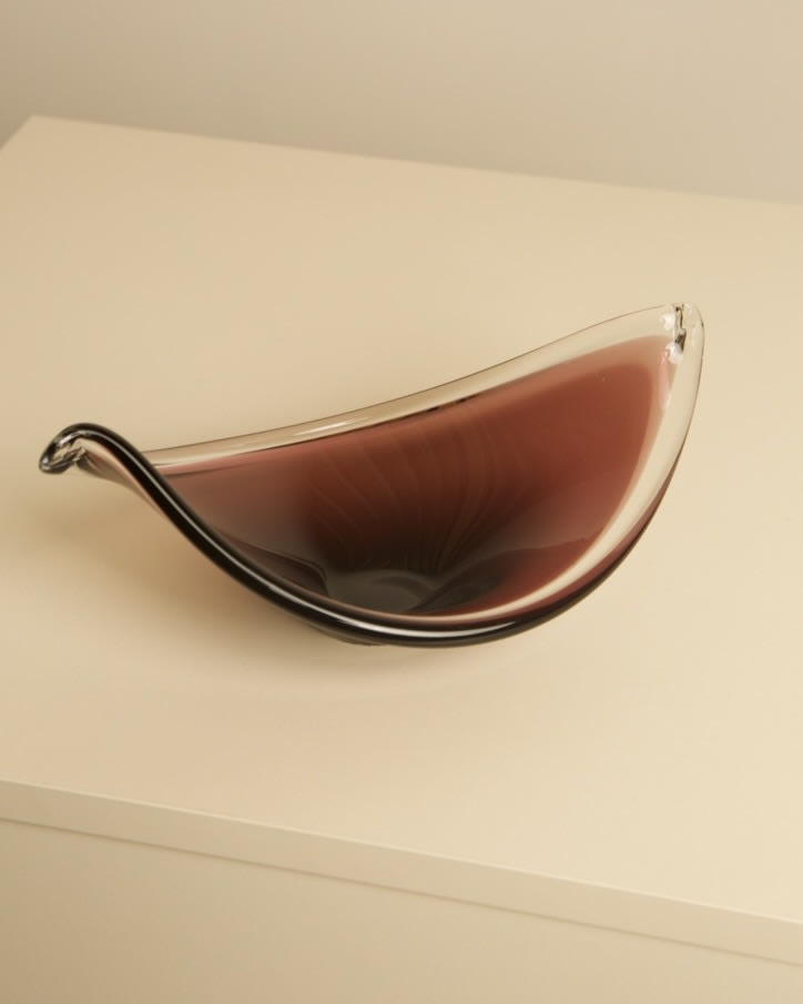 "Leaf" Vide-poches en verre de Murano violet, années 80