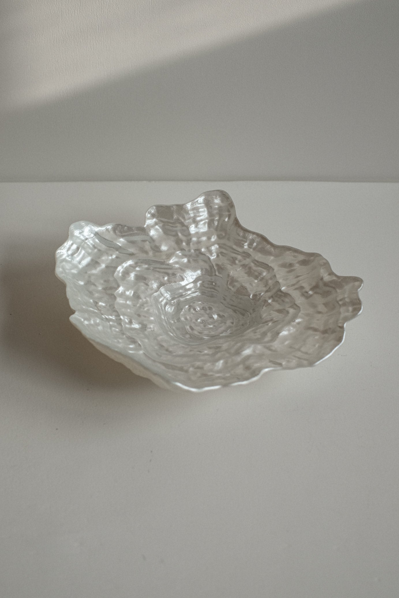 Glass Oyster Shaped Bowl — lifestyle setting