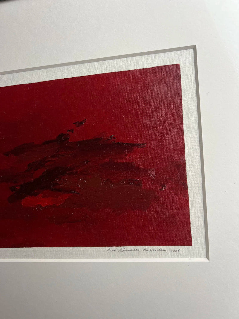Oil Painting on Paper - 18 (2026) — close-up of deep red texture