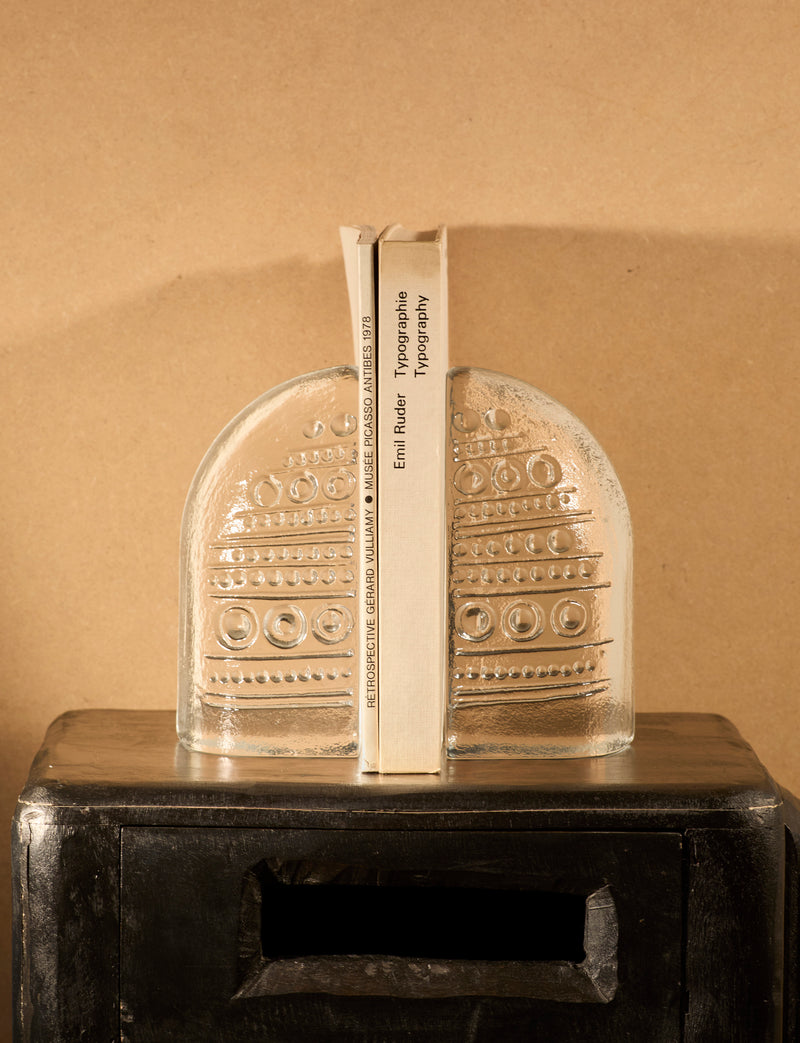 Vintage Bookends in Glass - Vintage Clear Collection by DIG IN JAPAN | The Oblist — clear glass, vintage design