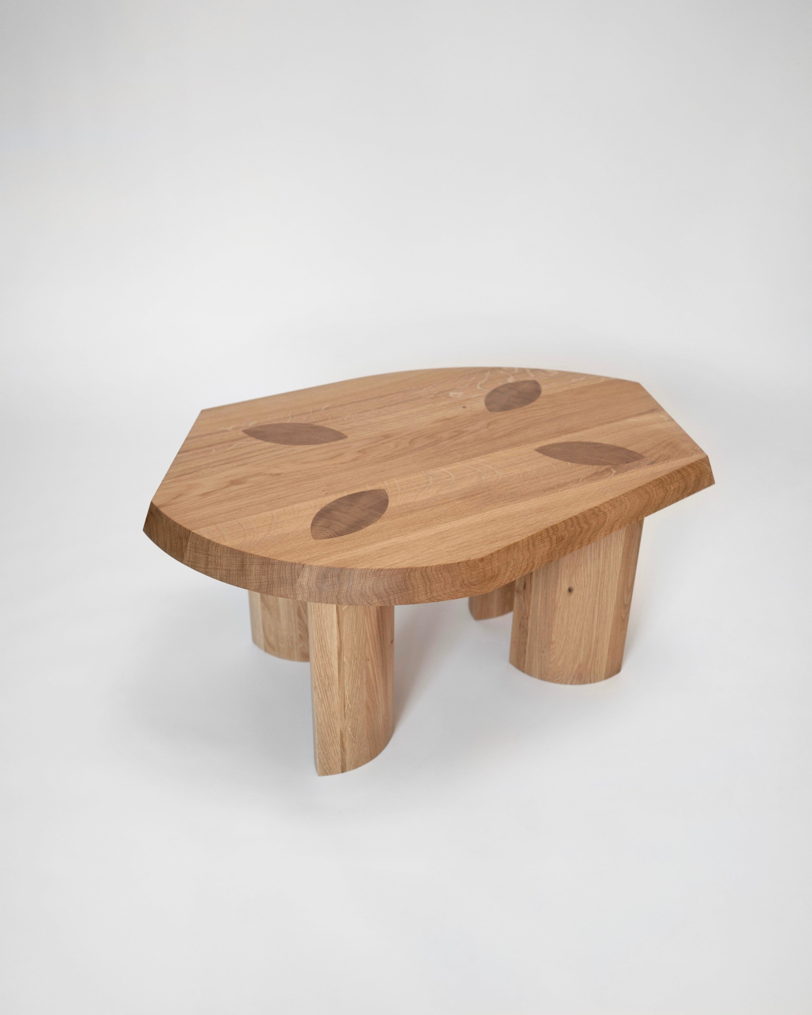 Gilbert Small Coffee Table - Oak — angled view of oak table with rounded edges