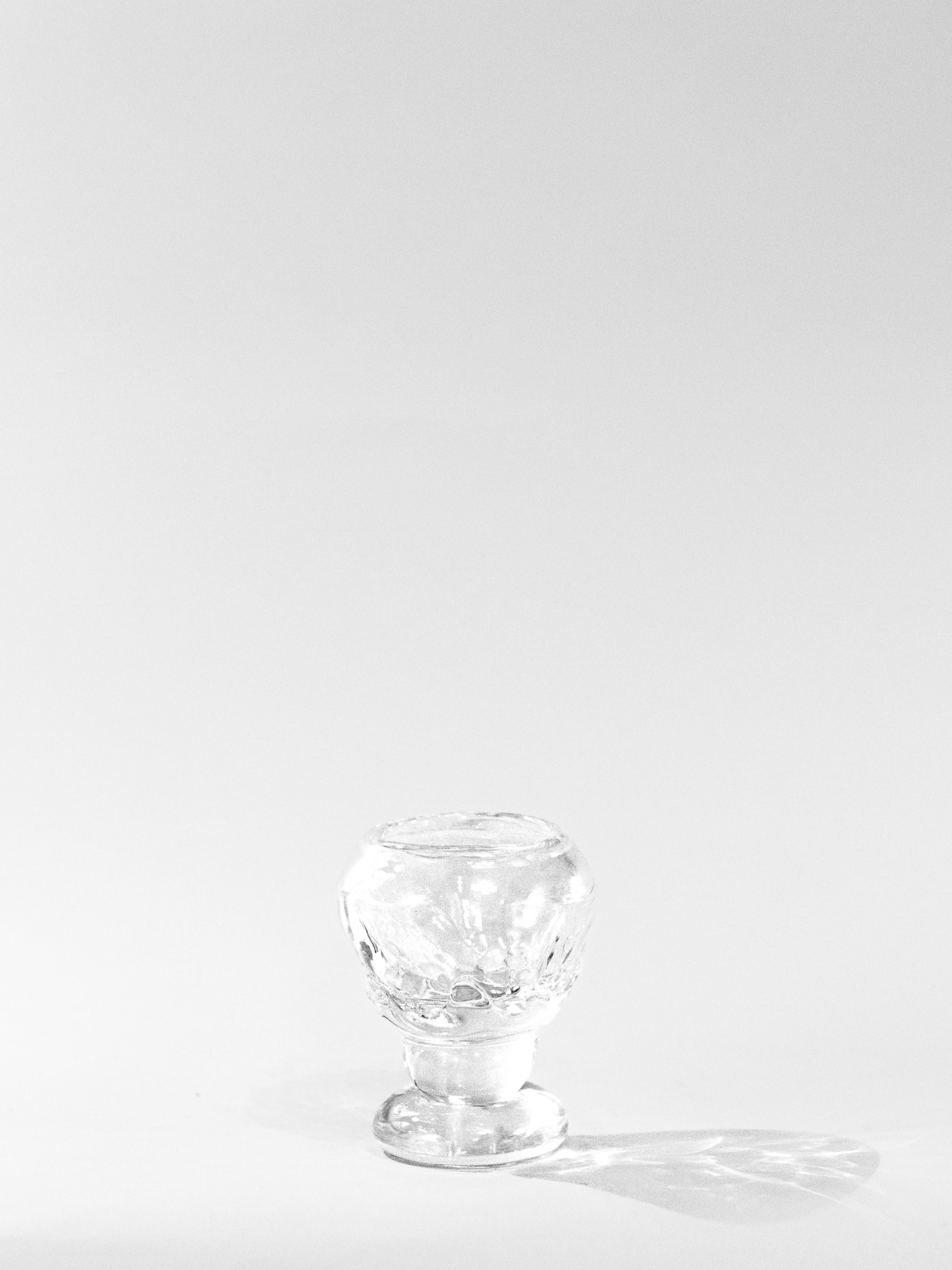 Organic Shaped Footed Table Glass — close-up of clear glass texture