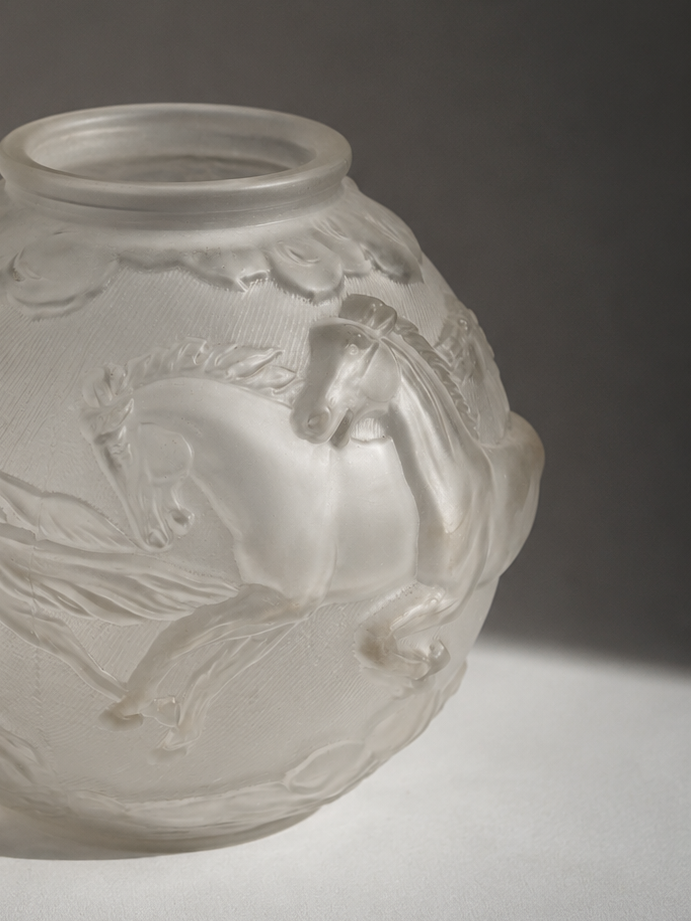 Galloping Horses Art Deco Vase by Karl Zentner | Czechoslovakia, c. 1930s — detail view