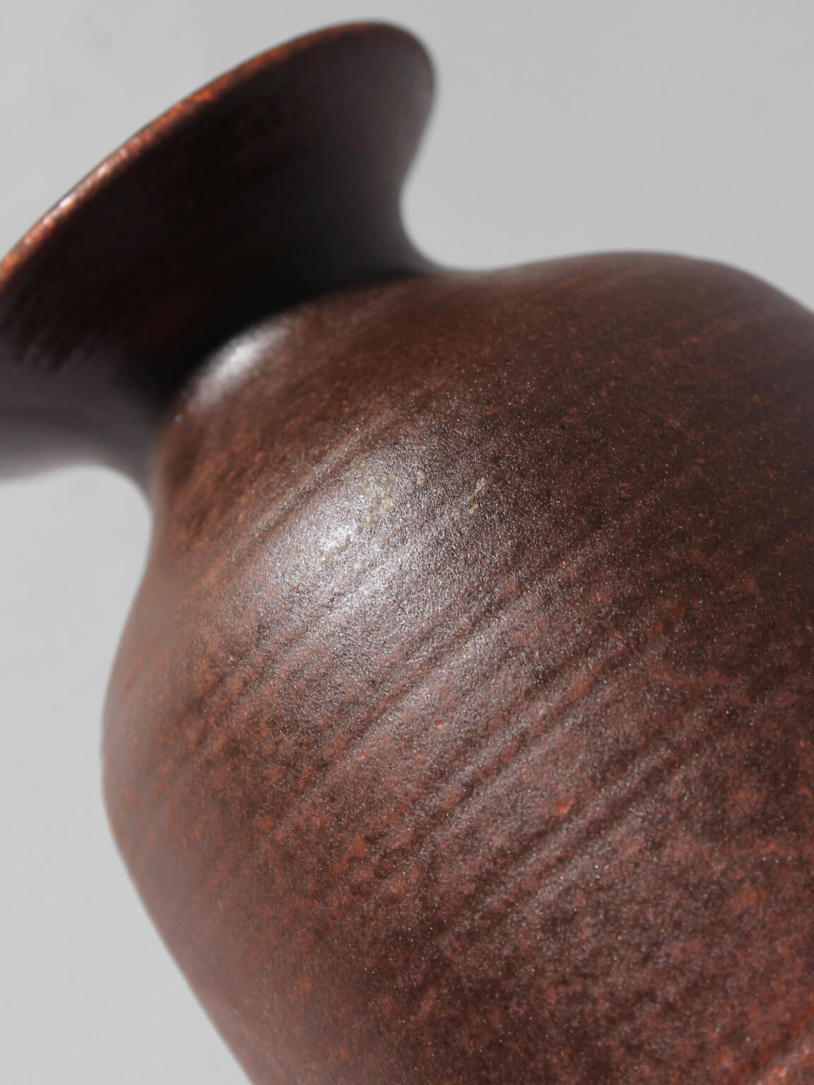 Unglazed Brown Ceramic Vase, Germany, 1960s — angled view highlighting textured surface