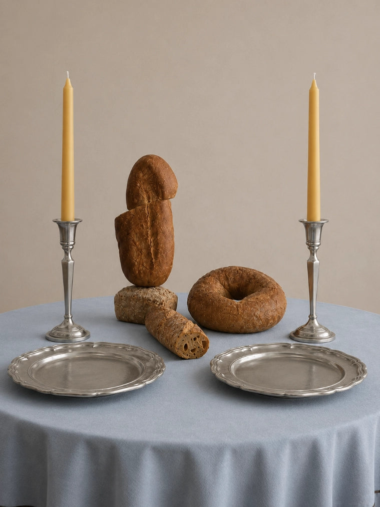 1960s German Vintage Silver-Plated Candle Holders in Metal — side angle