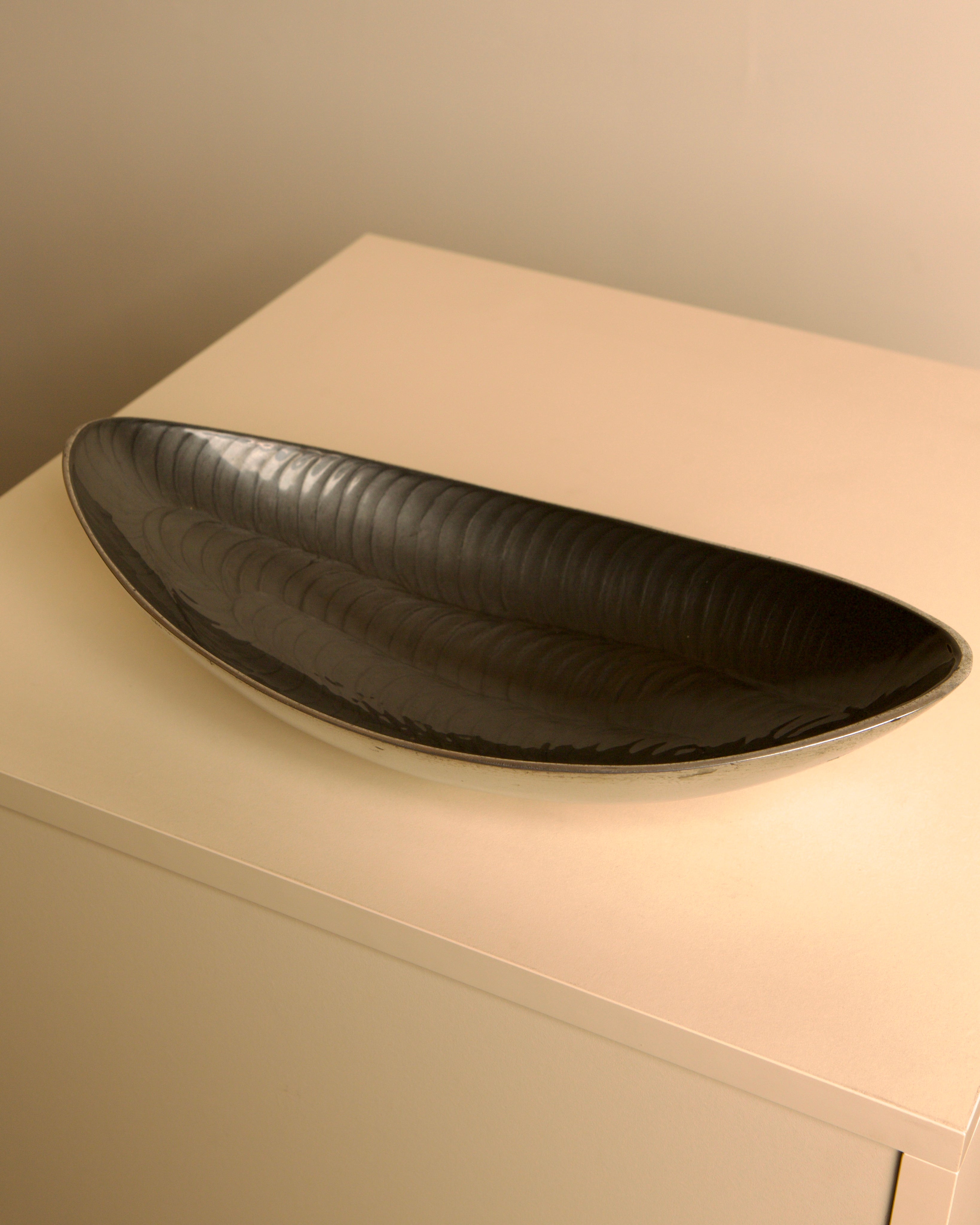 "Galassia" storage compartment in gray aluminum by Brandani 80's — side angle