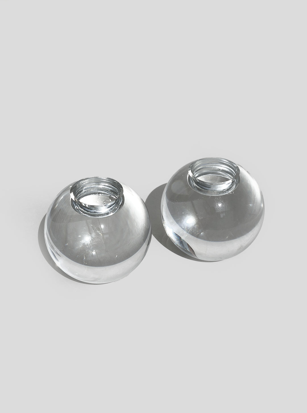 Crystal Spheric Candle Holders — close-up of clear glass surface
