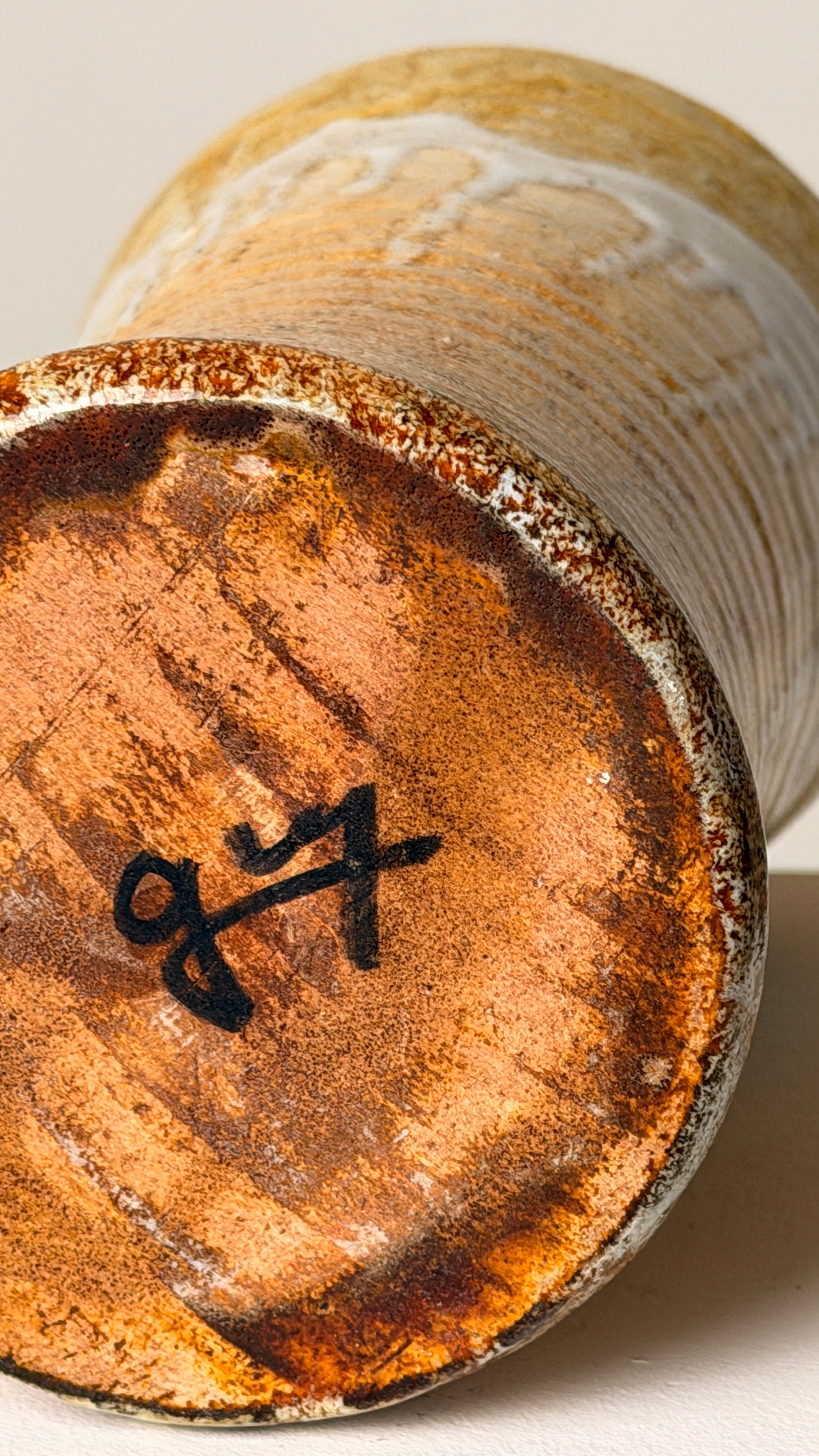 Ceramic Vase, France, circa 1960. — top view showing textured surface and base