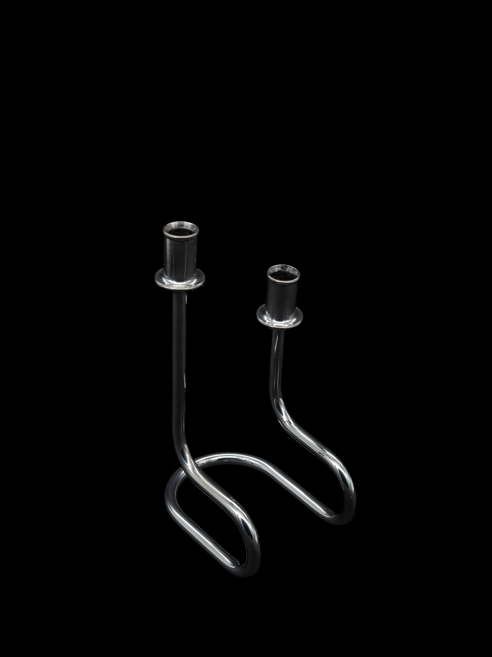 Continuous Loop Candle Holder, Italy, c. 1950s — top view of polished metal design