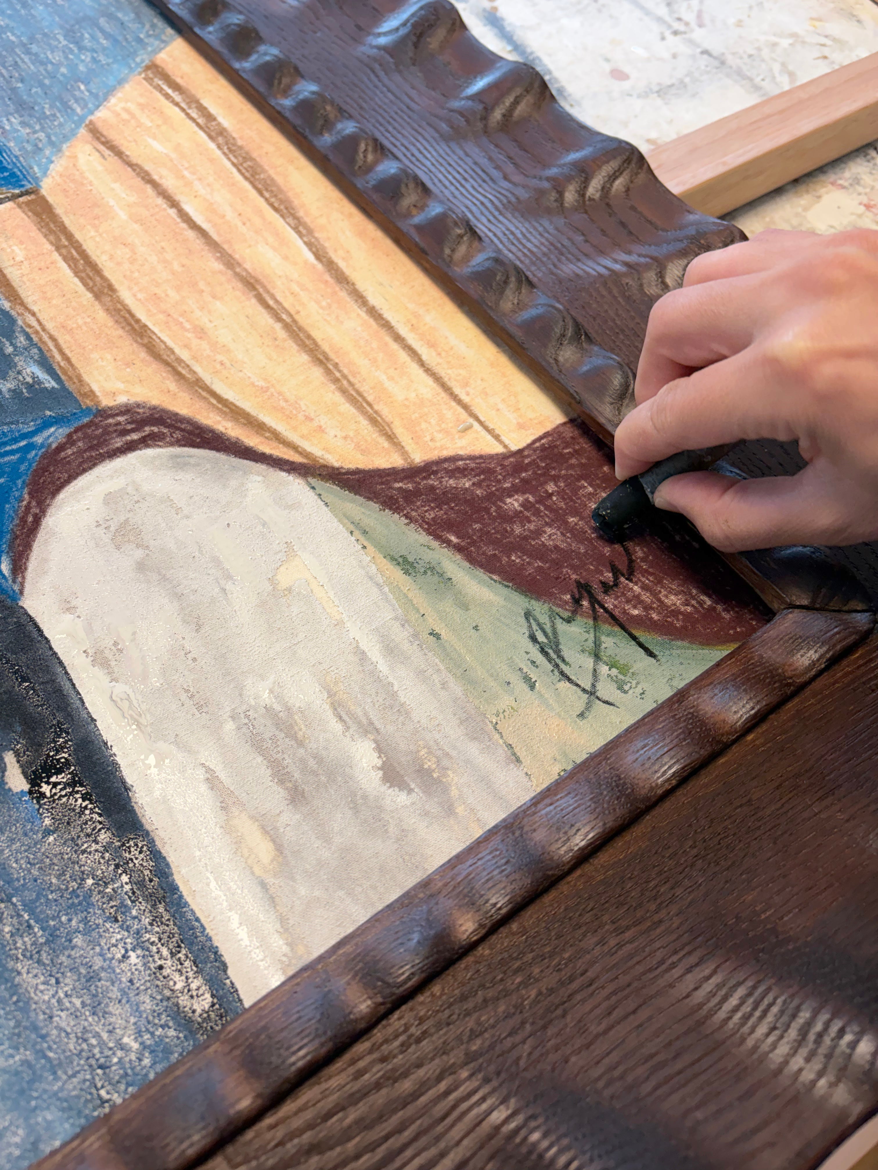 Festiva' Painting — close-up of signature on textured canvas
