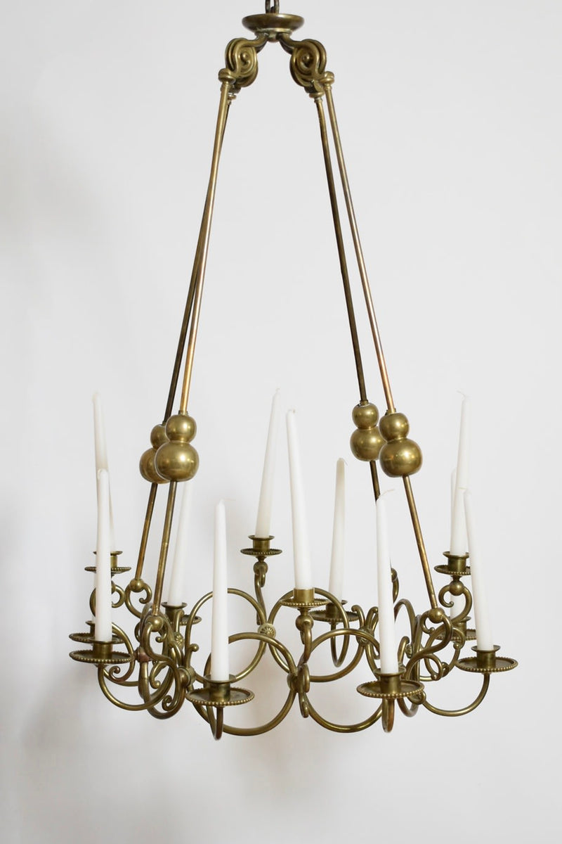 Bronze and Brass 12 Candles Ceiling Lamp, 19th c. by Barracuda Interiors | The Oblist — vintage brass finish