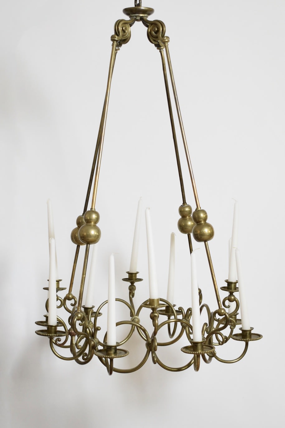 Bronze and Brass 12 Candles Ceiling Lamp, 19th c. by Barracuda Interiors | The Oblist — vintage brass finish