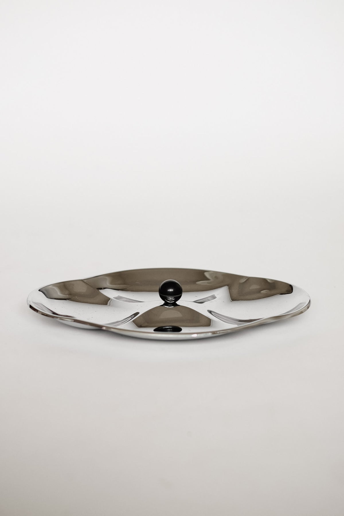 Elegant Mid-Century Vintage Chrome Serving Dish — detail view