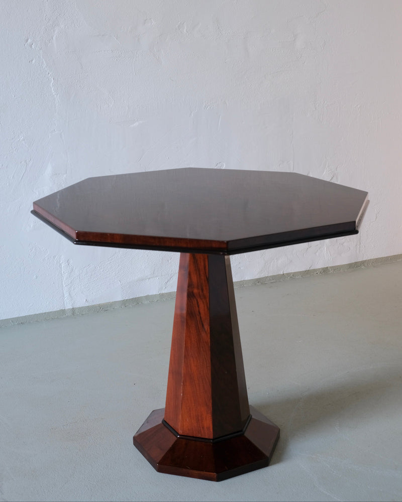 Leon-Emile Bouchet Art Deco Lounge Set, 1930s — angled view of octagonal wooden table