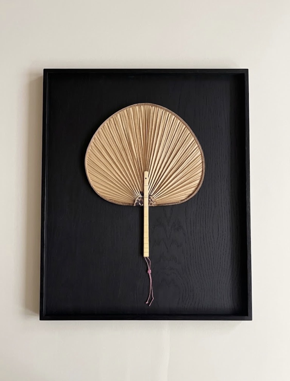 Antique Palm Leaf Fan in Frame — lifestyle setting