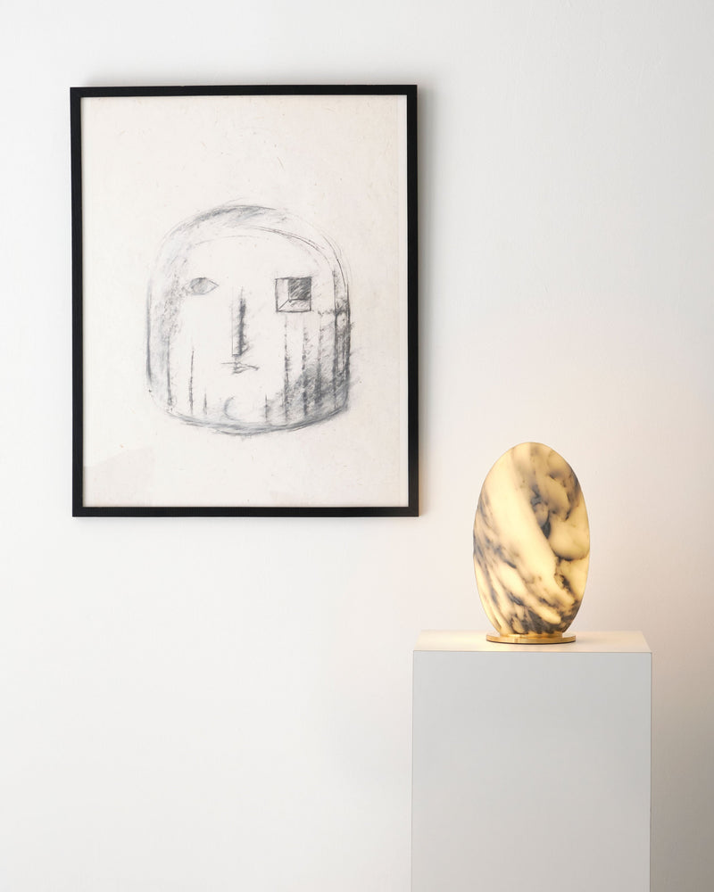 Bunker Head Drawing' by Leonard Ursachi — close-up of framed drawing on wall