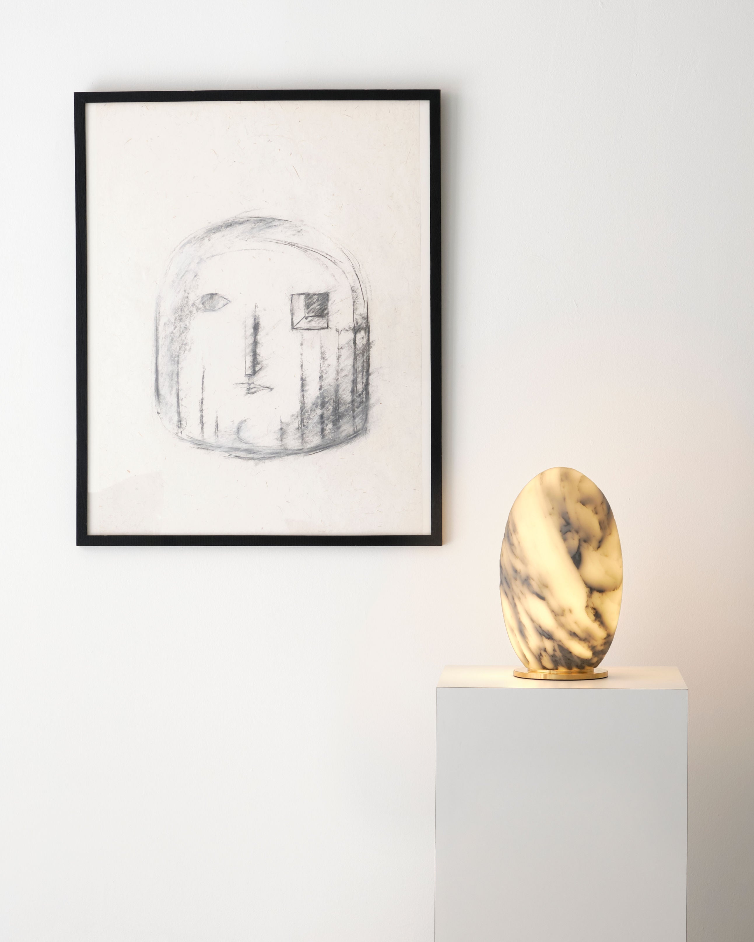 Bunker Head Drawing' by Leonard Ursachi — close-up of framed drawing on wall