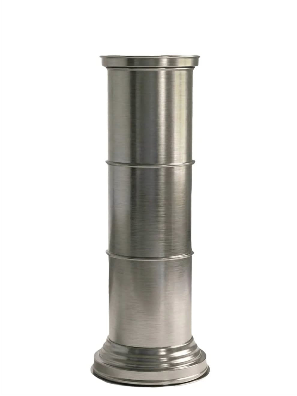 Art Deco End Tables in Metal - Brushed Aluminum Columns Collection — side angle