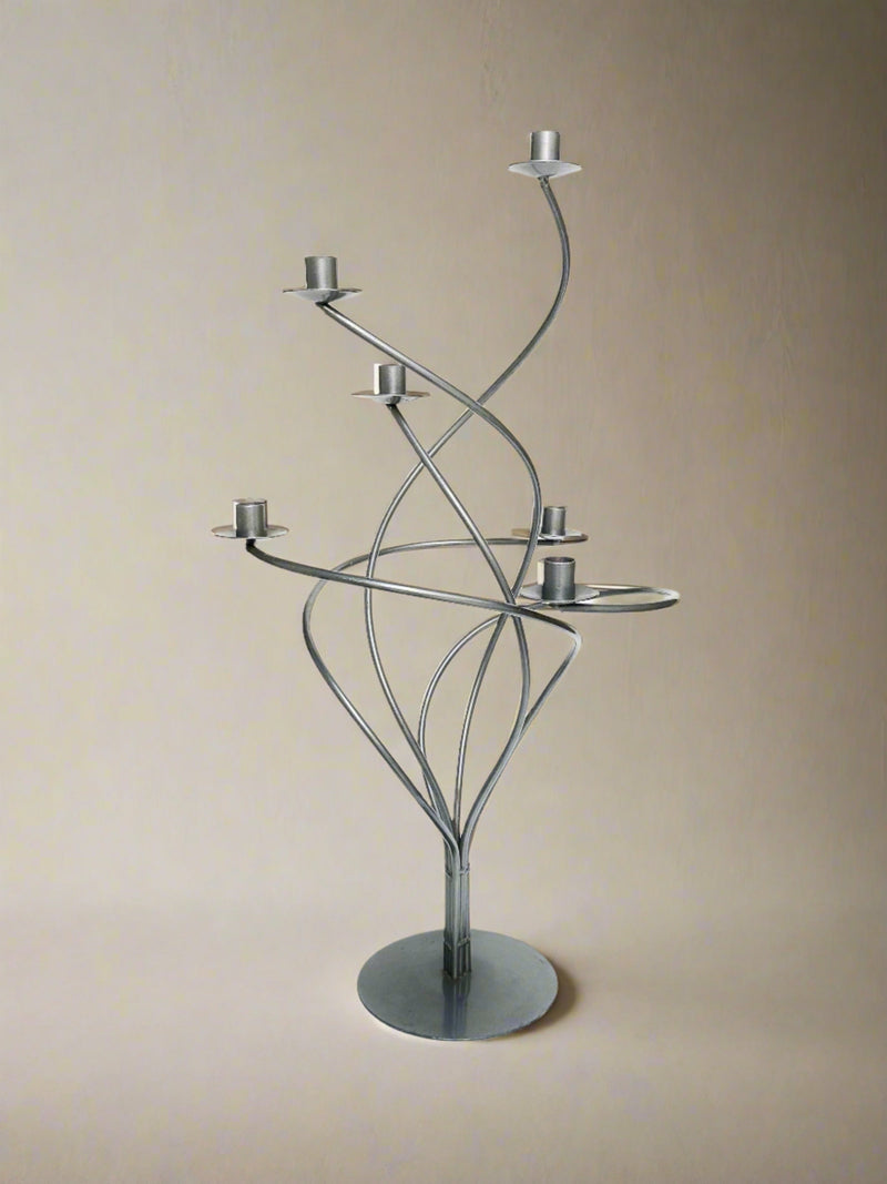 Large Spiral Metal Candelabra by Dodo Vintage | The Oblist — handcrafted silver design