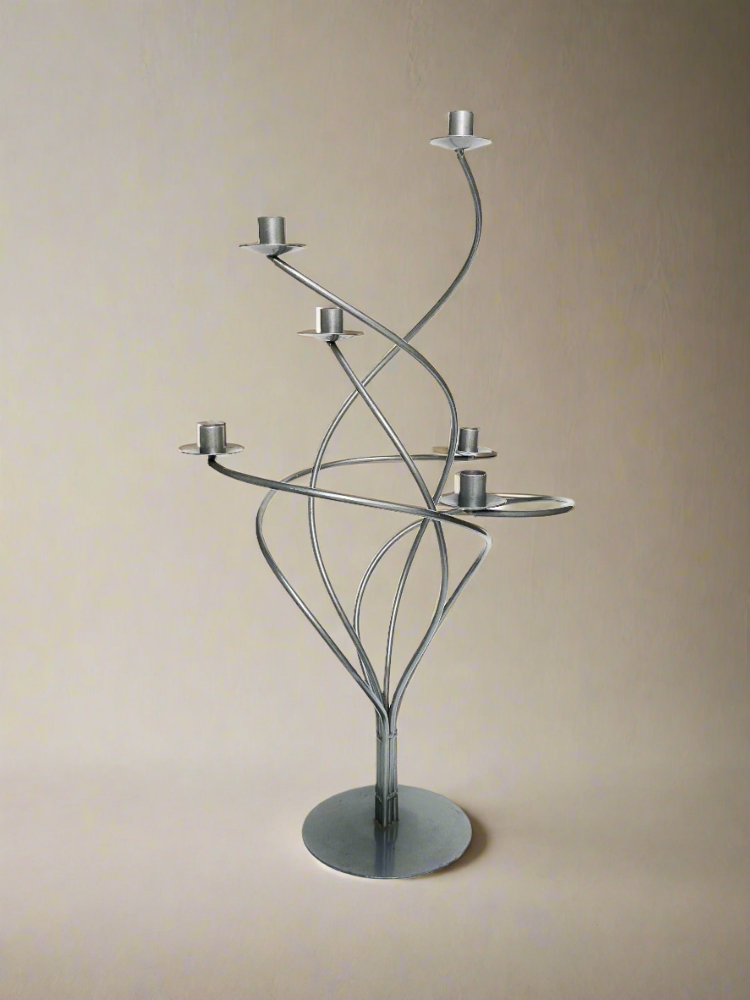 Large Spiral Metal Candelabra by Dodo Vintage | The Oblist — handcrafted silver design