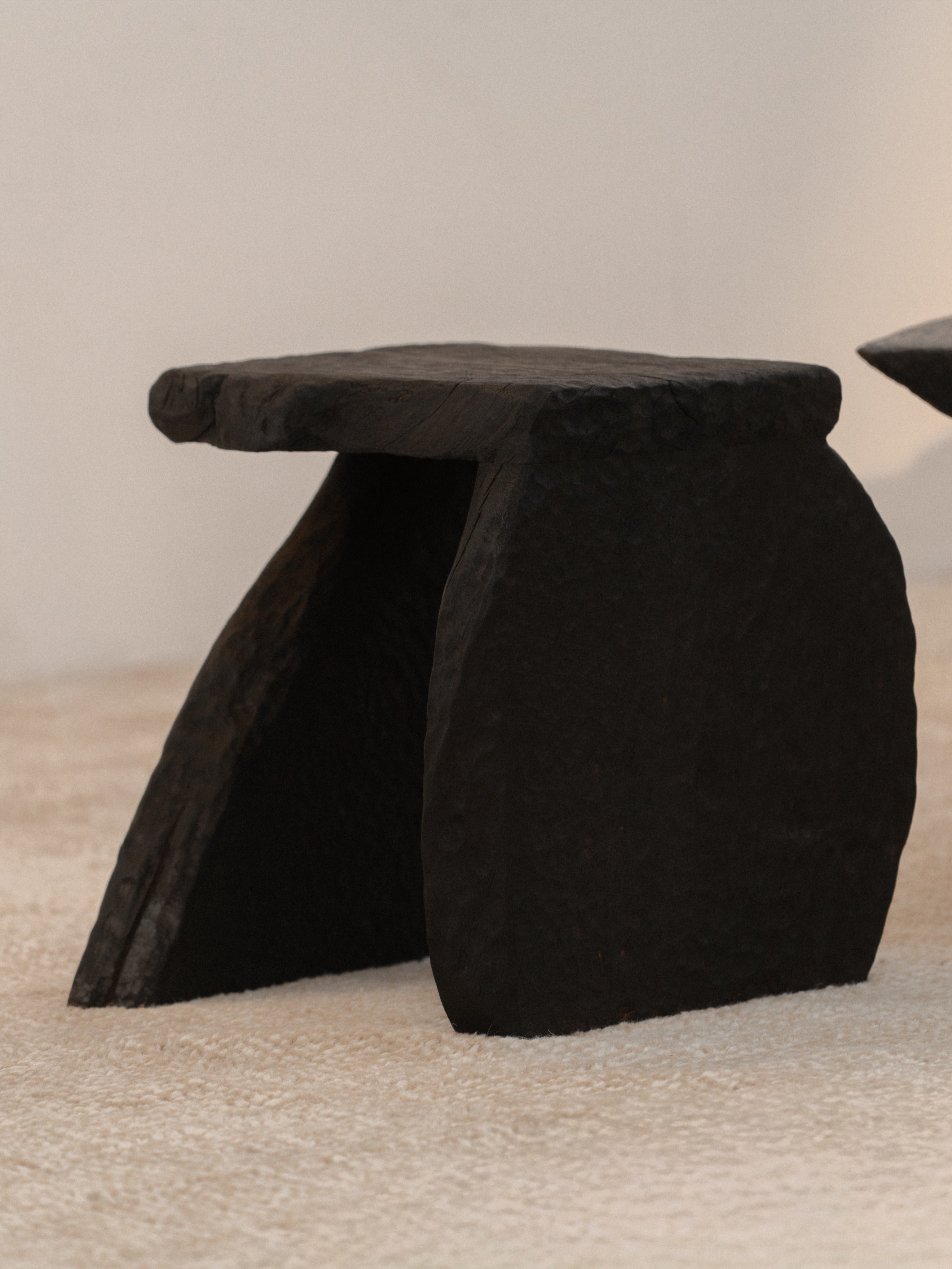 Massif Carved Stool in Eucalyptus Wood by Otra Objects | The Oblist